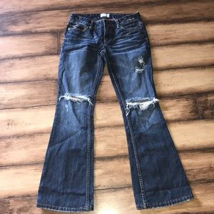 Aeropostale Flared Distressed Dark Wash Jeans